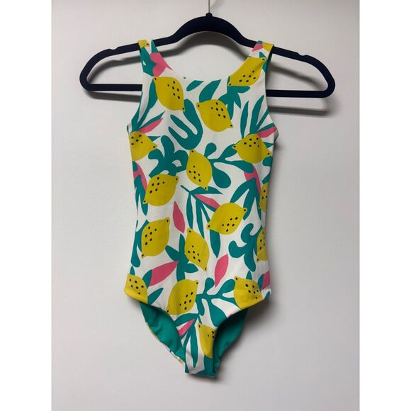 HANNA ANDERSSON Reversible Lemon One-Piece Swimsuit, Sz 120 cm (6-7) - Picture 1 of 4